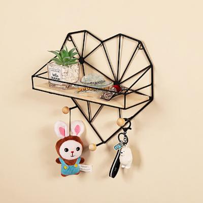 China Nordic Modular Wall Shelf Grid Love Wrought Iron Central Institute Living Room Bedroom Wall Decoration Creative Storage Rack for sale