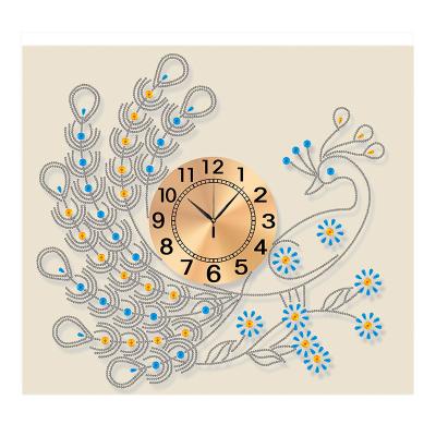 China Abstract Arts DIY 5D Diamond Painting Crystal Rhinestone Embroidery Cross Stitch Peacock Clock By Number Kit for sale