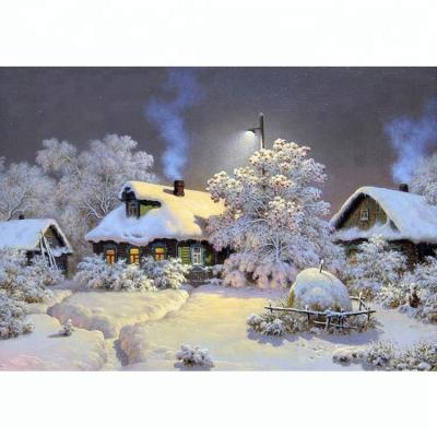 China Modern 5D DIY Full Square Wall Art 100% Drill Snowscape House Landscape Painting for sale