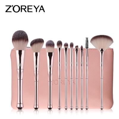 China Angular Blush 10pcs ZOREYA Rose Gold Crown Makeup Brush Set Crook Estuche De Maquillaje de Brochas for sale