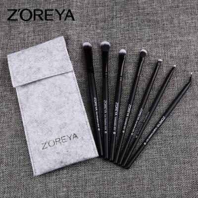 China Angular Blush ZOREYA 7PCS High Grade Classic Black Cosmetics Popular Travel Products Wooden Handle Maquiagem Makeup Brush Set for sale