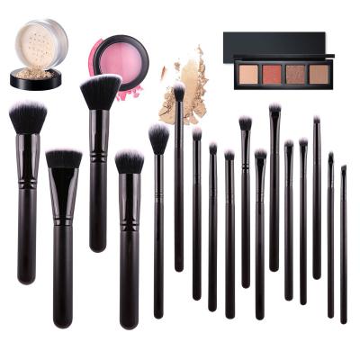 China Angular Blush 17pcs Professional Classic Black Makeup Set Brushes Custom Wholesale Custom Brushes for sale