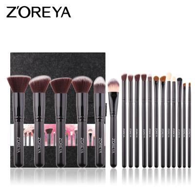 China Maquiagem Aluminum Classic Wooden Natural Hair Handle High Grade 18PCS High Grade ZOREYA Makeup Brush for sale