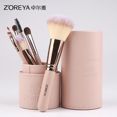 China Angular Blush ZOREYA 7 Make Up Portable Brush Beginner Novice Brush Bucket Brush Complete Set Of Brush Beauty Tools for sale