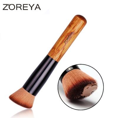 China Simple Synthetic Hair Logo Foundation Brush Makeup Brush Custom Made Flat Cheek ZOREYA for sale