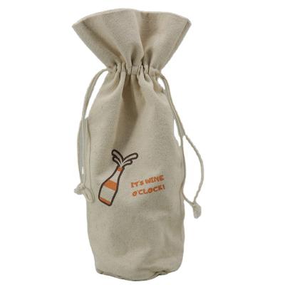 China Recyclable High Quality Eco-Friendly Round Bottom Drawstring Bag of Wine Bottle Wrapping Canvas for sale