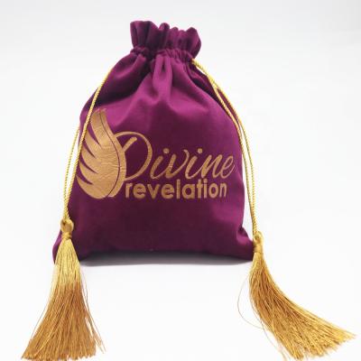 China Recyclable Custom Screen Printing Velvet Drawstring Pouch Cosmetic Bag for sale