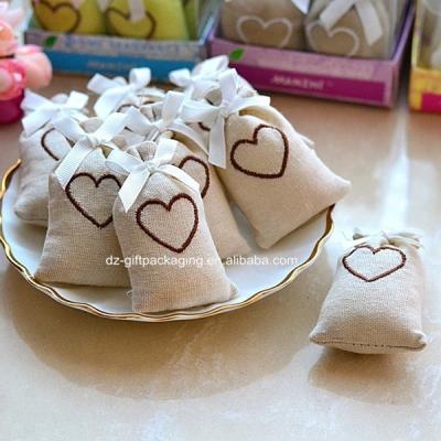 China Recyclable Gift Coffee Beans Bag And Candy Bags For Small Gift Jute Bags With Ribbon Bow for sale