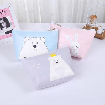 China Lady Wholesale Polyester Bag Cute Pink Cosmetic Pouch Animal Printing Makeup Bag for sale