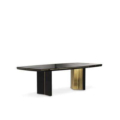 China New Design Modern Classic Metal Restaurant Table Brass Wood Antique Dining Tables for sale