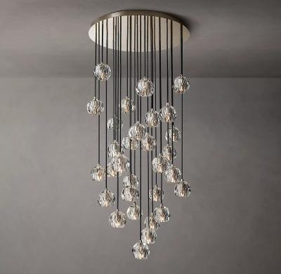 China American Style Staircase Crystal Chandelier Lighting Luxury Crystal Clear Round Ball Chandelier 40