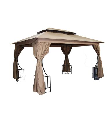 China Sun Shelter 10' x12 Outdoor Soft Top Gazebo with Curtains, 2-Tier Steel Gazebo for Patio, Beige for sale