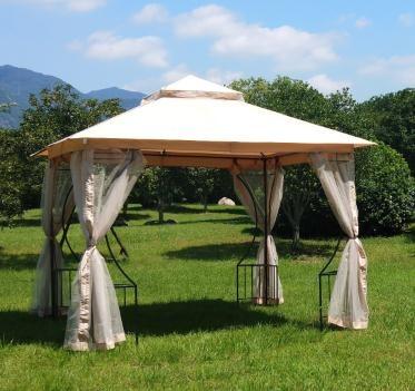 China Modern Furniture 10' x 10' Outdoor Steel Gazebo with Mosquito Netting for sale