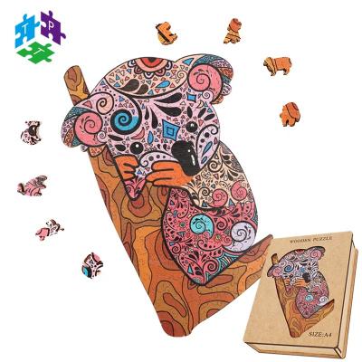 China Toy Wholesale A4 cartoon shape wooden puzzle animal unique adult game wooden jigsaw puzzle for sale