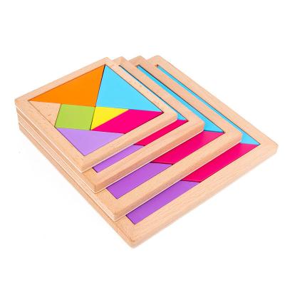 China Cartoon Toy 3D Kids Wooden Tangram Puzzles Educational Puzzles Developing Children's Imagination for sale