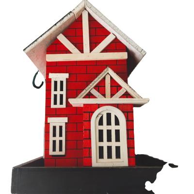 China Beautiful Nautical Red Lacquer Wooden House Bird's Nest Wooden Gift for sale