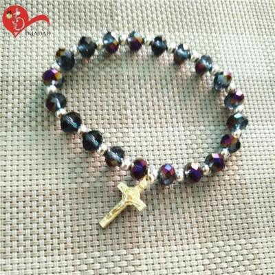 China Vintage Catholic Style Beads Rosary Religious Crystal Bracelet for sale