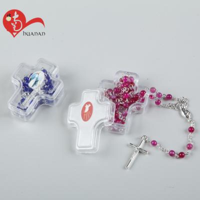 China Religious Wholesale Religious Custom Design Beads Rosary Necklace With Special Plastic Box for sale