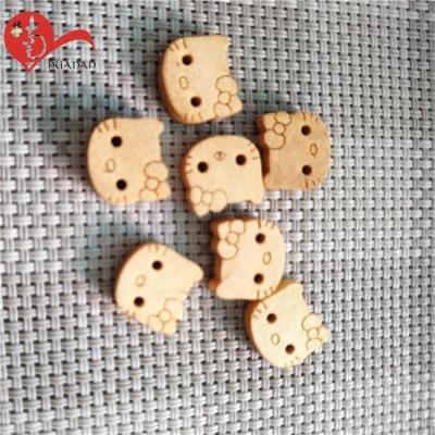 China Viable Natural Cat Shape Wooden Coat Sewing Button for Clothes for sale