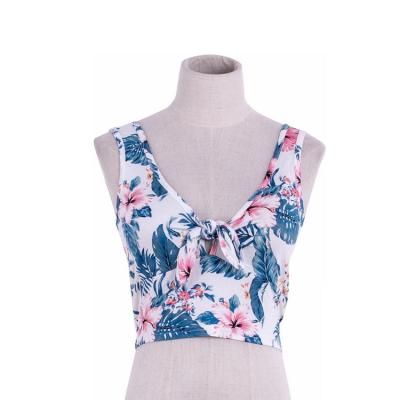 China Fashion new product anti-pilling knitted V-neck sleeveless short women's personalized top printed shirt for sale