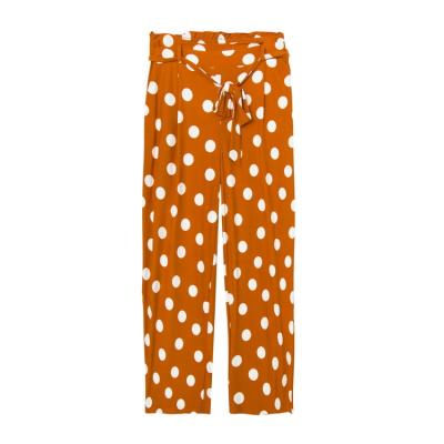 China Hot-selling Wide-Leg Ladies Pants Ginger Yellow Dots Loose Casual Anti-wrinkle Fashion Lace-Up Pants for sale