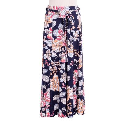 China Hot-selling breathable spring European and American ladies print elegant casual drawstring long skirt for sale