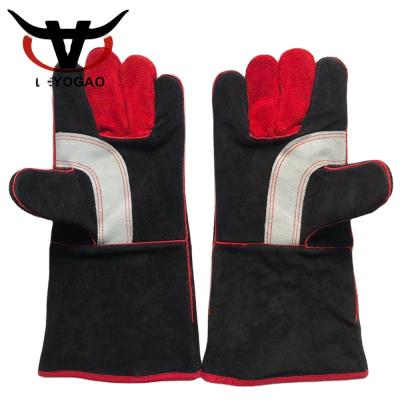 China Good Quality Household Full Palm BBQ Heat Resistant Oven Cooking Leather Gloves for sale