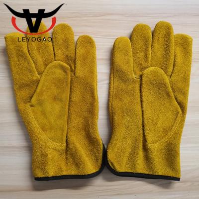 China Wholesale Yellow Leather Full Palm Water Resistant Driver Working Gloves For Men for sale