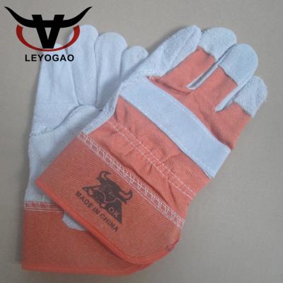 China Patch Palm Safety Construction Split Whip Palm Leather Gloves For Work for sale