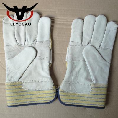 China Genuine Industrial Safety Work Patch Palm Workshop Cow Split Leather Gloves for sale