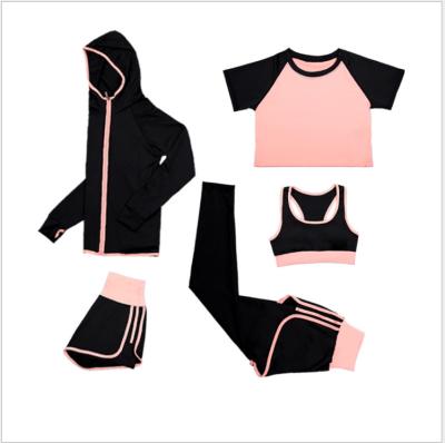 China 2021 Customs Service Women Activewear Set QUICK DRY Seamless Quick Dry Yoga Set 5 Pcs Suit for sale