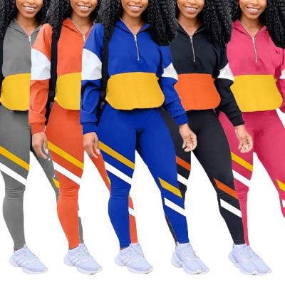 China 2021 New QUICK DRY Women's Half Zipper Sportswear Set Hoodie And Pants Quilting Casual Tracksuit for sale