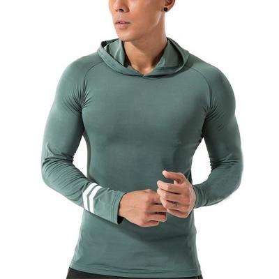 China 2021 Men's Fitness Anti-Wrinkle Hoodie Sweatshirt Elasticity Men's Slim T-shirt Long Sleeve T-shirt Dry Fit for sale