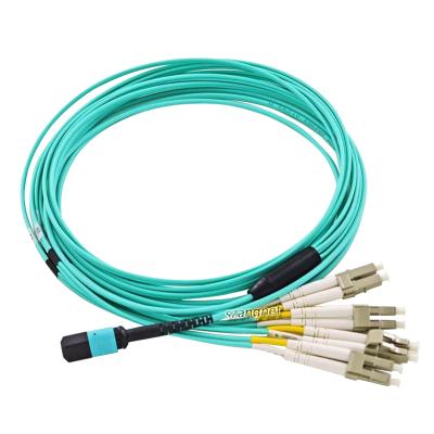 China (Data Center) OM3 8 Core MPO 8xLC to MPO-8LC Breakout Cable MPO-LC Fiber Optic Patch Cord for sale