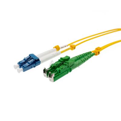 China Fiber Optic Equipment APC Patch Cord E2000 Single Mode Duplex LC-E2000 Polish Patch Cord for sale