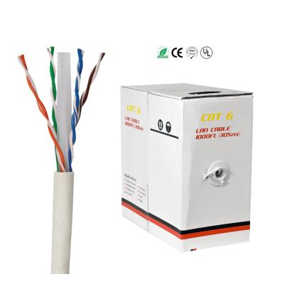 China 23AWG PVC Jacket Bulk Ethernet Cable 1000ft 305M UTP Bare Copper Network Cable Cat6 for sale