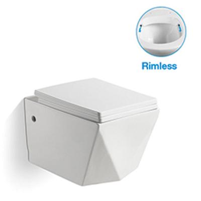 China Hidden Ceramic Cistern Wall Hung Rimless Toilet for sale