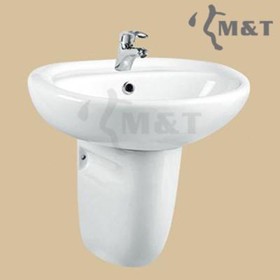 China Fashional Single Hole Bathroom Faucet Mount Two Piece Wall Hung Ceramic Basin for sale