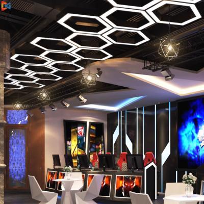 China Gym Supermarkets Malls Desks Led Desk Hanging Light Desk Ring Special Shaped Linear Square Pendant Light Hexagonal Round 