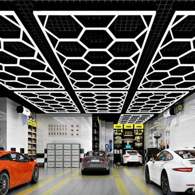 China Aluminum+PC Cover Honeycomb Light Bar Hexagrid Detailing Lighting For Car Wash Garage Lamp Ceiling Design Hexagonal Led Lights for sale