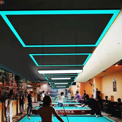 China Modern Linear Pendant Rectangular Lighting Square Billiard Pendant Lamp Chandelier 110-220V 1.2m*2.4m Billiard Room Office Supermarket LED Lights Square Lighting for sale