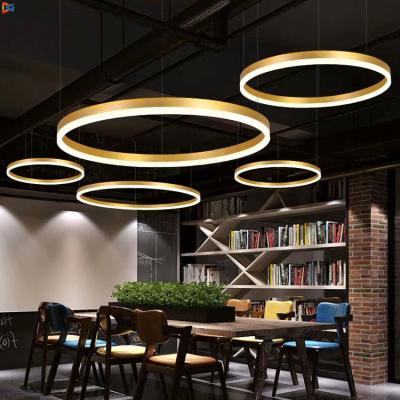 China 85lm/W Contemporary Minimalist Circle Hanging Light Decorative Ceiling Round Pendant Lights Nordic Modern Design Ring Led Chandeliers for sale