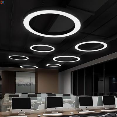 China modern 85lm/W round led luminaire desk linear circle pendant dimming ring hanging light diameter 900mm 1000mm ceiling light for sale