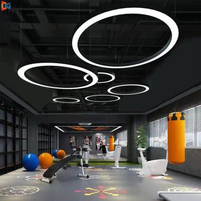 China 85lm/W 85~265v Rings Pendant Lamp 85lm/W Modern Black Housing Ceiling Light Circle Hanging Light Led Chandelier Round Pendant Lights for sale