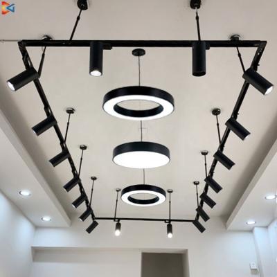 China Modern LED Track Lights Commercial 360 Degree COB LED Track Spot Light 2 Rotating Wire 10W 20W 30W Led Track Light Square Spotlight for sale