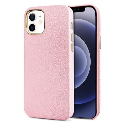 China Wholesale custom leather case shockproof cell phone cover pebbled grain leather phone case for iphone 12 for sale