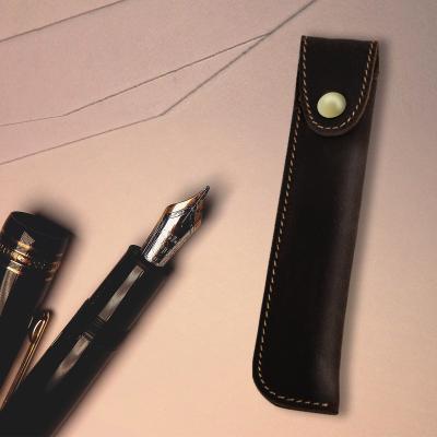 China Premium High Quality Handmade Crazy Horse Leather Pen Case Retro Style High Quality Leather for sale