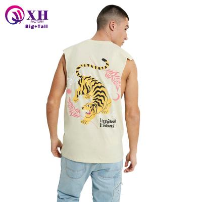 China Custom Made Logo Ribbed Original Man Big And Tall Casual Oversized Beach Tank Tops Oversize Back Printing Men Fishing Plus Size Man Vest for sale