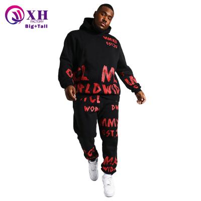 China Big and Tall Thermal Custom Print Hooded Collar Sports Two Piece Suit Fashion Men's Clothing Plus Size Men's Hoodies Suit for sale