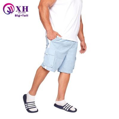 China Viable Wholesale Custom Made Logo Cotton Men Blue And White Cargo Shorts Oversize Pack Fashion Plus Size Mens Shorts for sale